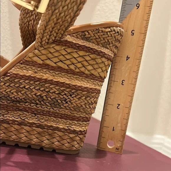 EXE Braided Tan Platform Sandals - Picture 16 of 17
